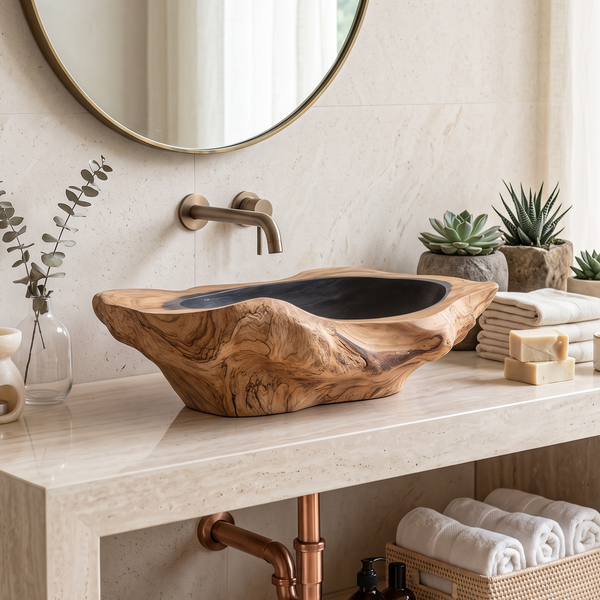 Handcrafted Solid Wood Sink For Bathroom Design Upgrade